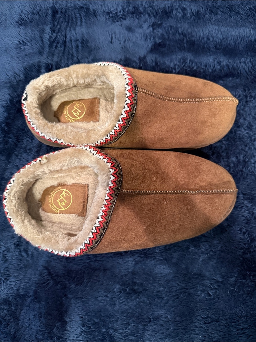 White Mountain Brown Faux Suede Fleece-Lined Slip-On Clog with Braided Trim